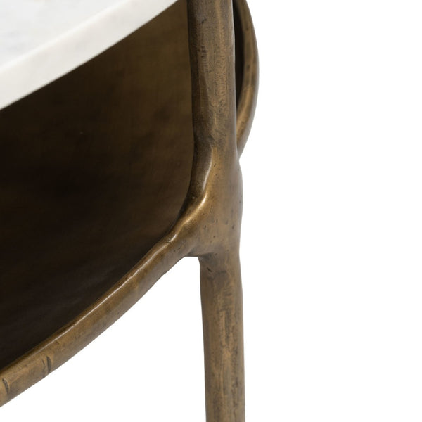 HomeRoots 35" White Marble Round Coffee Table with Sturdy Iron Base - Elegant & Versatile for Any Space 623345