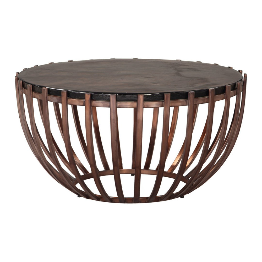 HomeRoots 34" Contemporary Bronze Glass & Iron Round Coffee Table - Stylish, Durable & Versatile Design 623349