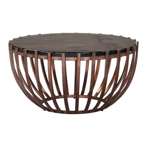 HomeRoots 34" Contemporary Bronze Glass & Iron Round Coffee Table - Stylish, Durable & Versatile Design 623349