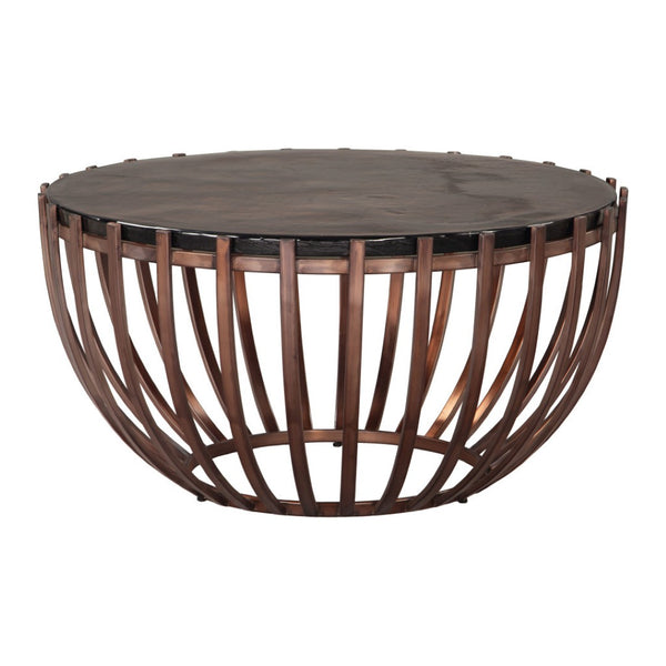 HomeRoots 34" Contemporary Bronze Glass & Iron Round Coffee Table - Stylish, Durable & Versatile Design 623349