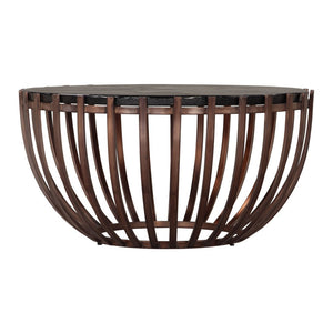HomeRoots 34" Contemporary Bronze Glass & Iron Round Coffee Table - Stylish, Durable & Versatile Design 623349