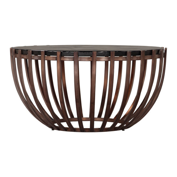 HomeRoots 34" Contemporary Bronze Glass & Iron Round Coffee Table - Stylish, Durable & Versatile Design 623349
