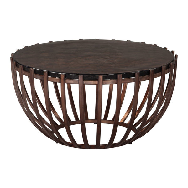 HomeRoots 34" Contemporary Bronze Glass & Iron Round Coffee Table - Stylish, Durable & Versatile Design 623349