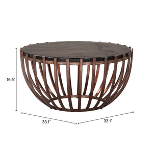 HomeRoots 34" Contemporary Bronze Glass & Iron Round Coffee Table - Stylish, Durable & Versatile Design 623349