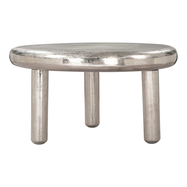 HomeRoots 32" Sleek Silver Aluminum Round Pedestal Coffee Table – Modern Design for Living Rooms & Offices 623350