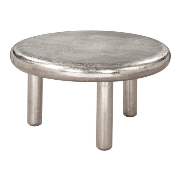 HomeRoots 32" Sleek Silver Aluminum Round Pedestal Coffee Table – Modern Design for Living Rooms & Offices 623350