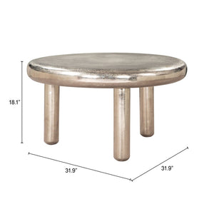 HomeRoots 32" Sleek Silver Aluminum Round Pedestal Coffee Table – Modern Design for Living Rooms & Offices 623350