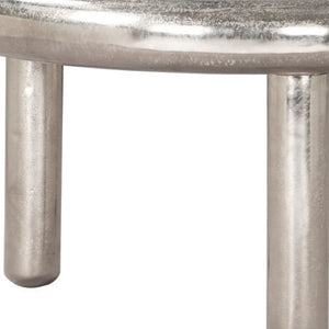 HomeRoots 32" Sleek Silver Aluminum Round Pedestal Coffee Table – Modern Design for Living Rooms & Offices 623350