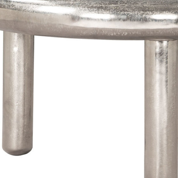 HomeRoots 32" Sleek Silver Aluminum Round Pedestal Coffee Table – Modern Design for Living Rooms & Offices 623350