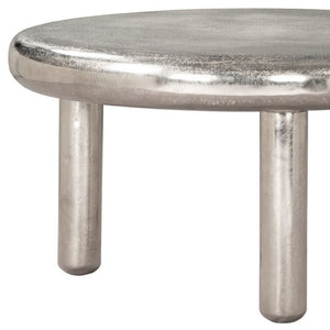 HomeRoots 32" Sleek Silver Aluminum Round Pedestal Coffee Table – Modern Design for Living Rooms & Offices 623350