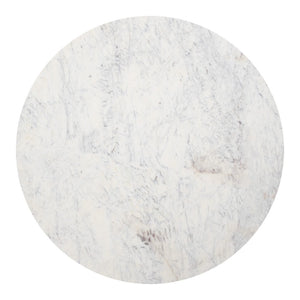 HomeRoots 51" Round White Marble and Wood Pedestal Dining Table - Modern Elegance for Your Space, Seats 4! 623351