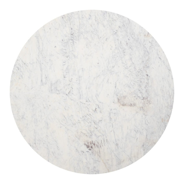 HomeRoots 51" Round White Marble and Wood Pedestal Dining Table - Modern Elegance for Your Space, Seats 4! 623351