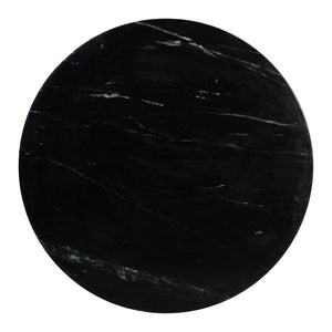 HomeRoots 48" Black Marble Dining Table with Wood Pedestal Base - Elegant Centerpiece for 4 Diners, Modern Style 623352