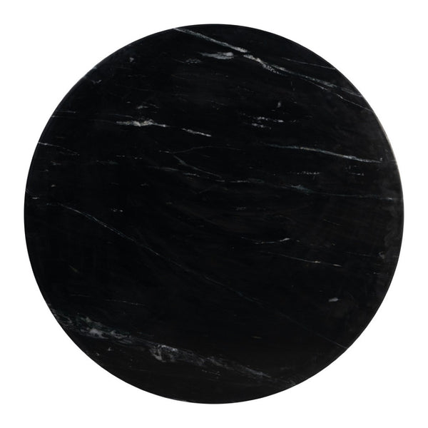 HomeRoots 48" Black Marble Dining Table with Wood Pedestal Base - Elegant Centerpiece for 4 Diners, Modern Style 623352