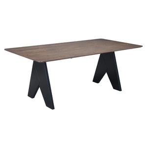 HomeRoots 79" Espresso Wood Dining Table with Pedestal Base - Elegant Design, Seats 4, Perfect for Gatherings! 623354