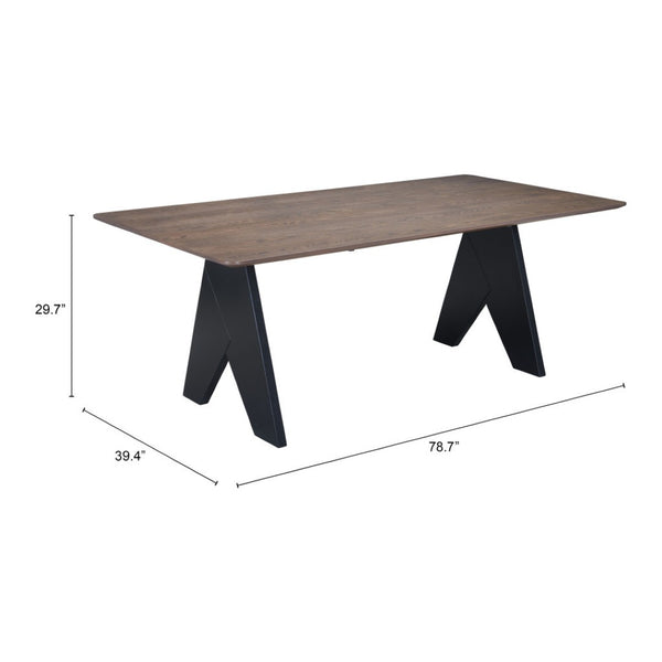 HomeRoots 79" Espresso Wood Dining Table with Pedestal Base - Elegant Design, Seats 4, Perfect for Gatherings! 623354