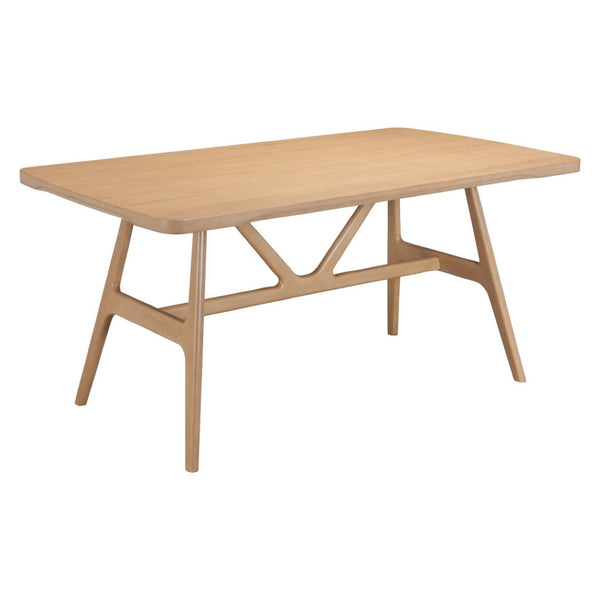 HomeRoots 63" Natural Wood Pedestal Dining Table - Elegant Solid Wood Centerpiece for Stylish Gatherings 623355