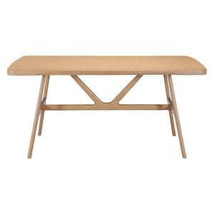 HomeRoots 63" Natural Wood Pedestal Dining Table - Elegant Solid Wood Centerpiece for Stylish Gatherings 623355