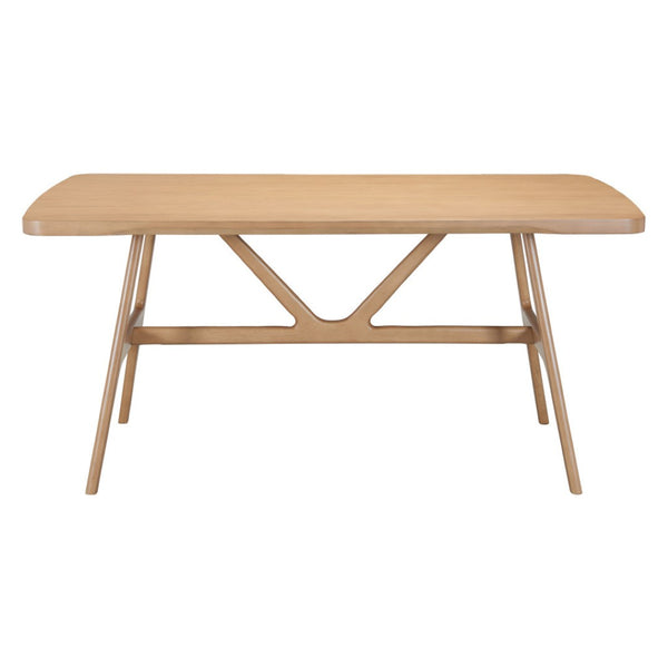 HomeRoots 63" Natural Wood Pedestal Dining Table - Elegant Solid Wood Centerpiece for Stylish Gatherings 623355