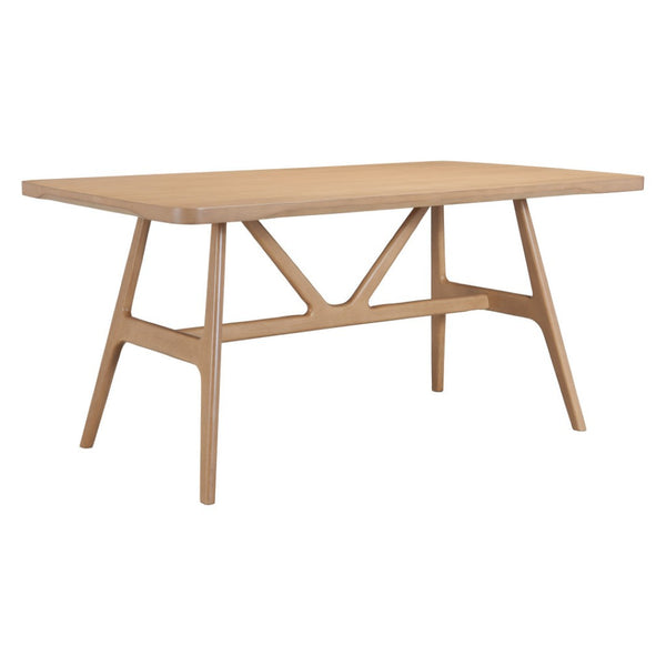 HomeRoots 63" Natural Wood Pedestal Dining Table - Elegant Solid Wood Centerpiece for Stylish Gatherings 623355