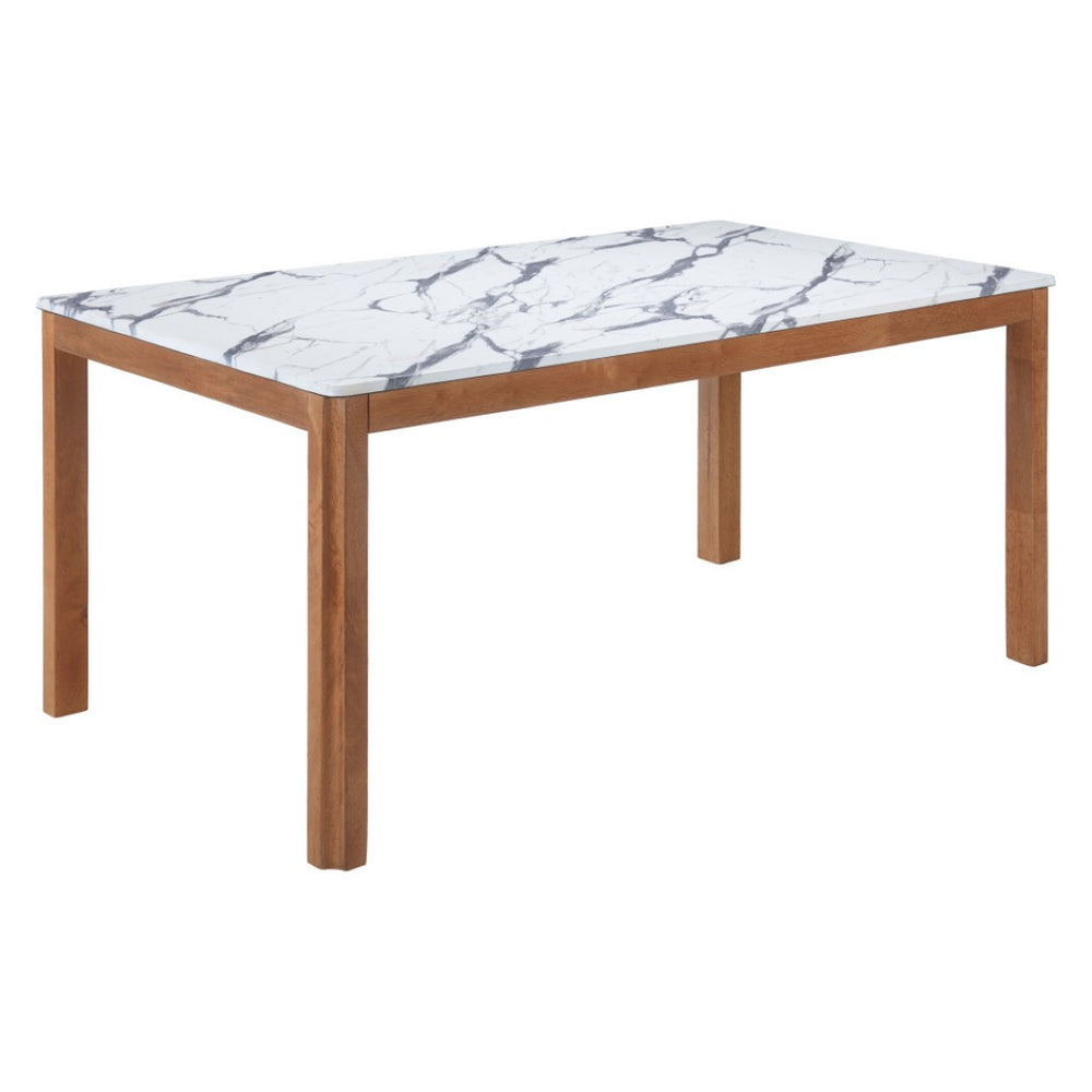 HomeRoots 63" White Wood Dining Table - Solid Wood Elegance for Dining, Entertaining, and Home Workspaces 623357