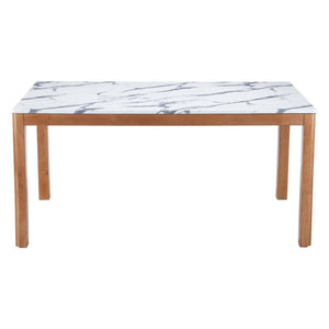 HomeRoots 63" White Wood Dining Table - Solid Wood Elegance for Dining, Entertaining, and Home Workspaces 623357