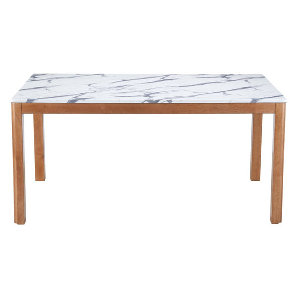 HomeRoots 63" White Wood Dining Table - Solid Wood Elegance for Dining, Entertaining, and Home Workspaces 623357