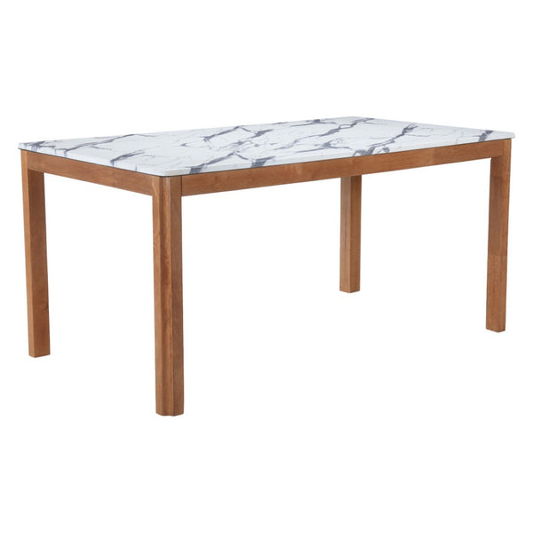 HomeRoots 63" White Wood Dining Table - Solid Wood Elegance for Dining, Entertaining, and Home Workspaces 623357