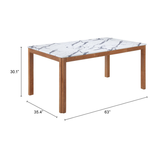HomeRoots 63" White Wood Dining Table - Solid Wood Elegance for Dining, Entertaining, and Home Workspaces 623357