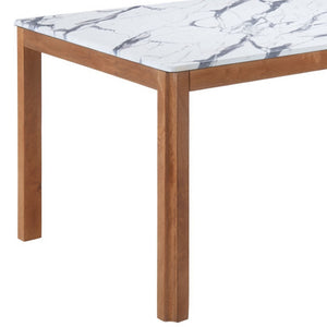 HomeRoots 63" White Wood Dining Table - Solid Wood Elegance for Dining, Entertaining, and Home Workspaces 623357
