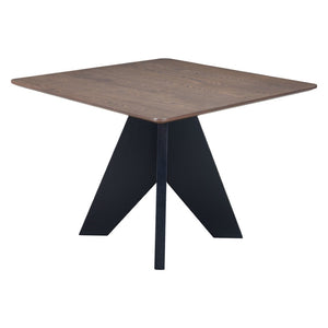 HomeRoots 41" Elegant Espresso Wood Square Dining Table with Solid Pedestal Base for Modern Interiors 623359