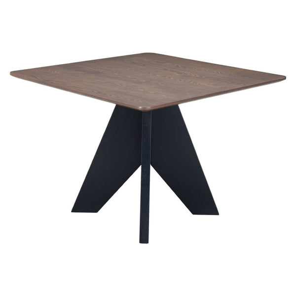 HomeRoots 41" Elegant Espresso Wood Square Dining Table with Solid Pedestal Base for Modern Interiors 623359
