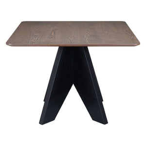 HomeRoots 41" Elegant Espresso Wood Square Dining Table with Solid Pedestal Base for Modern Interiors 623359