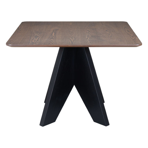 HomeRoots 41" Elegant Espresso Wood Square Dining Table with Solid Pedestal Base for Modern Interiors 623359
