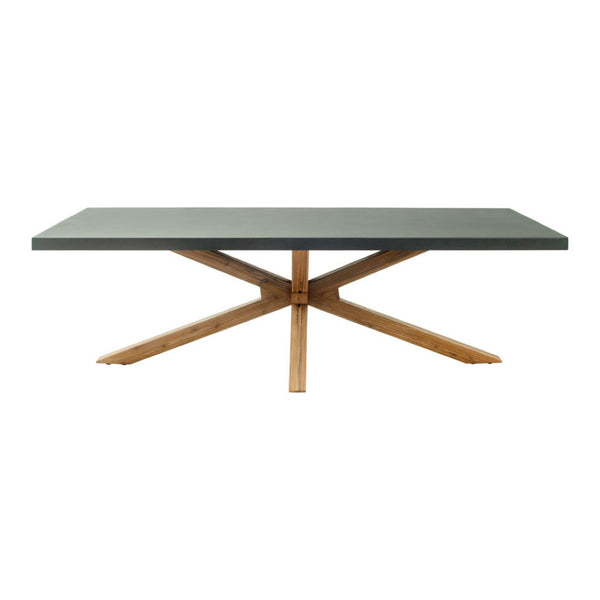 HomeRoots 95" Gray Wood Dining Table with Solid Wood Pedestal Base - Modern Design for 6, Durable & Elegant 623360