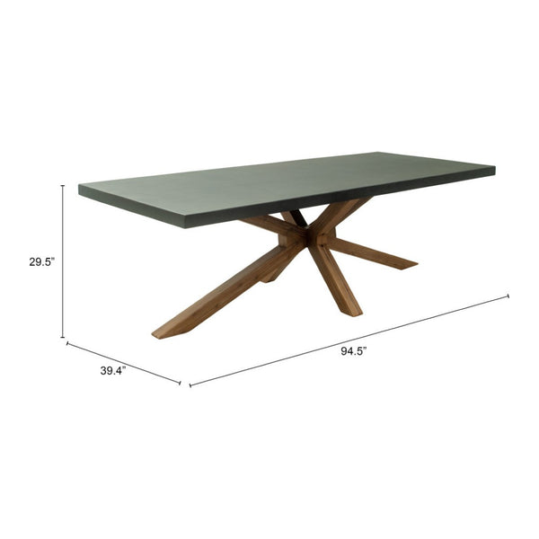 HomeRoots 95" Gray Wood Dining Table with Solid Wood Pedestal Base - Modern Design for 6, Durable & Elegant 623360