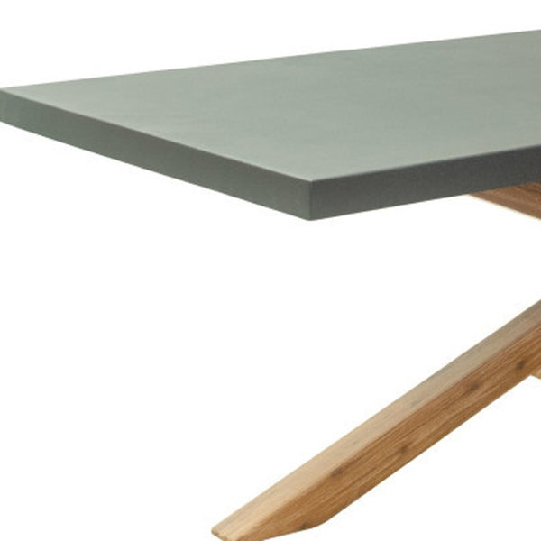 HomeRoots 95" Gray Wood Dining Table with Solid Wood Pedestal Base - Modern Design for 6, Durable & Elegant 623360