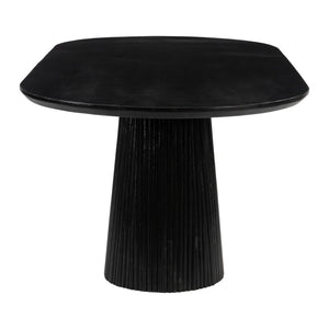 HomeRoots 81" Black Solid Wood Oval Dining Table with Pedestal Base - Modern Design for Dining & Workspaces 623362