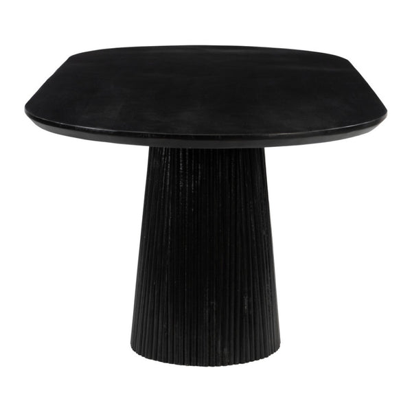 HomeRoots 81" Black Solid Wood Oval Dining Table with Pedestal Base - Modern Design for Dining & Workspaces 623362