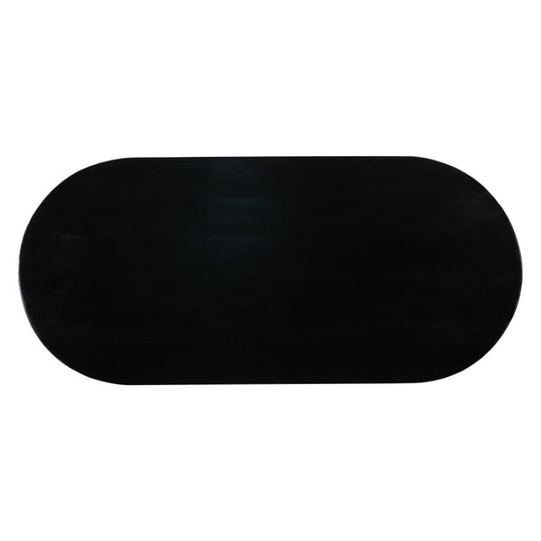 HomeRoots 81" Black Solid Wood Oval Dining Table with Pedestal Base - Modern Design for Dining & Workspaces 623362