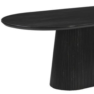 HomeRoots 81" Black Solid Wood Oval Dining Table with Pedestal Base - Modern Design for Dining & Workspaces 623362