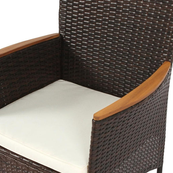 HomeRoots Seven Piece Solid Wood Dining Set with Elegant Brown Finish and Six Comfortable Chairs for Entertaining 623365