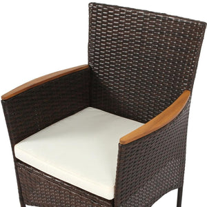 HomeRoots Seven Piece Solid Wood Dining Set with Elegant Brown Finish and Six Comfortable Chairs for Entertaining 623365