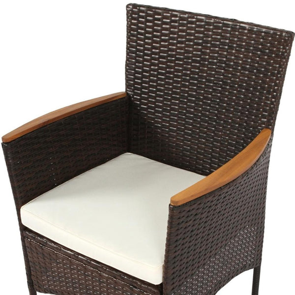 HomeRoots Seven Piece Solid Wood Dining Set with Elegant Brown Finish and Six Comfortable Chairs for Entertaining 623365