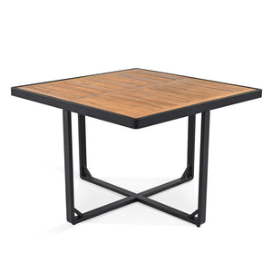 HomeRoots 14-Piece Natural and Black Wood Dining Set: Sleek Table, 8 Chairs & 4 Benches for Stylish Gatherings 623371