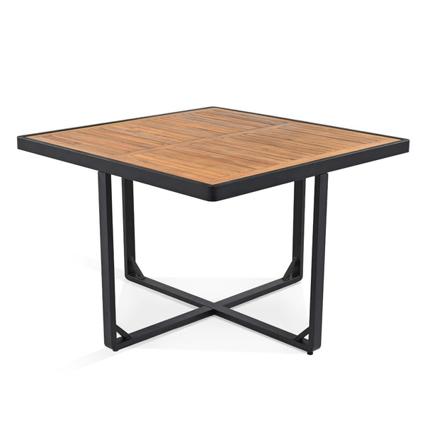 HomeRoots 14-Piece Natural and Black Wood Dining Set: Sleek Table, 8 Chairs & 4 Benches for Stylish Gatherings 623371