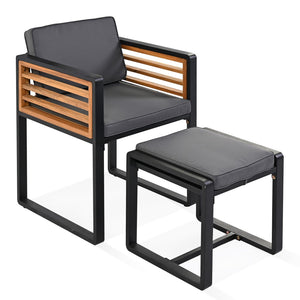 HomeRoots 14-Piece Natural and Black Wood Dining Set: Sleek Table, 8 Chairs & 4 Benches for Stylish Gatherings 623371