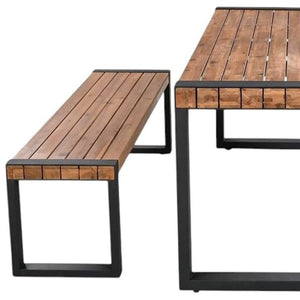 HomeRoots Three Piece Natural and Black Wood Dining Set - Stylish Table with Two Chairs for Cozy Spaces 623375