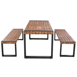 HomeRoots Three Piece Natural and Black Wood Dining Set - Stylish Table with Two Chairs for Cozy Spaces 623375