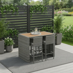 HomeRoots Five-Piece Solid Wood Dining Set: Stylish Brown & Gray Ensemble with Four Comfortable Chairs 623376